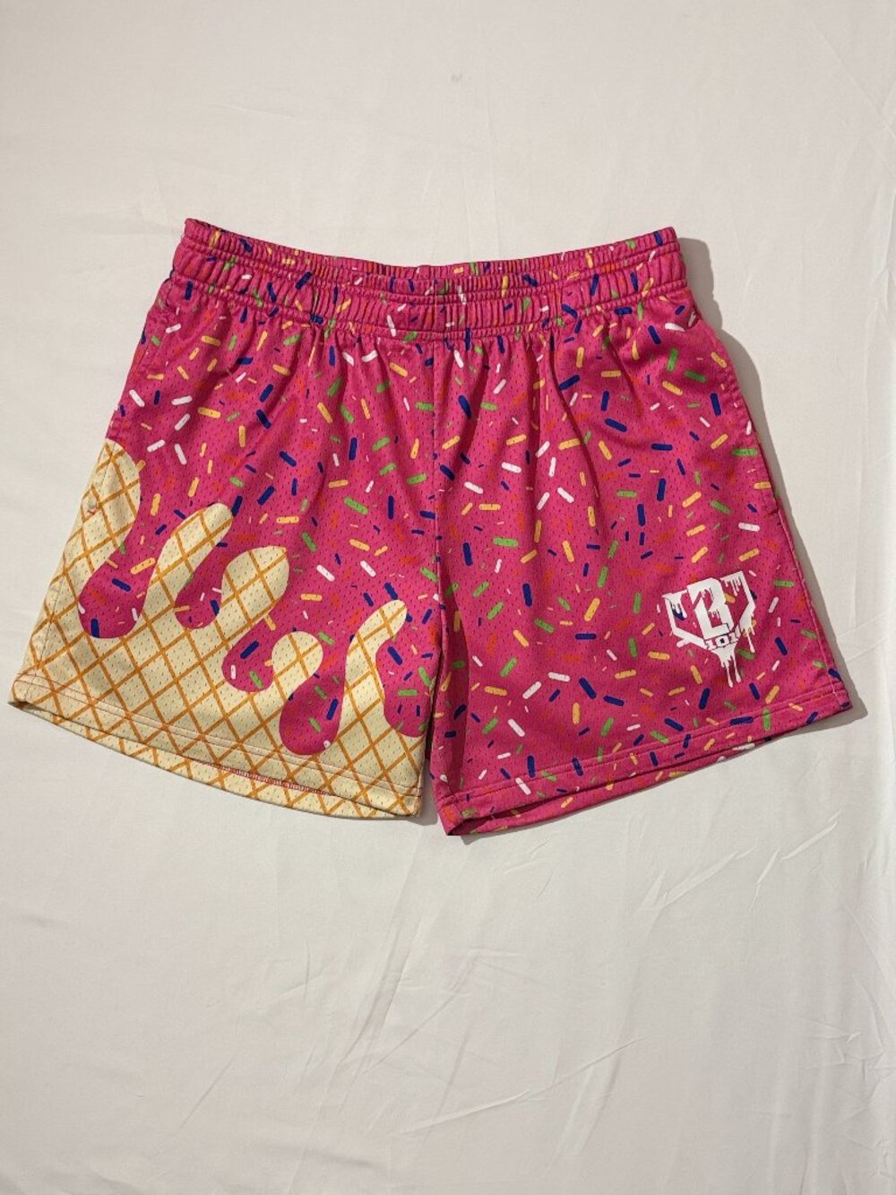 Baseball Lifestyle 101 Strawberry Ice Cream Mesh Shorts Pink Small